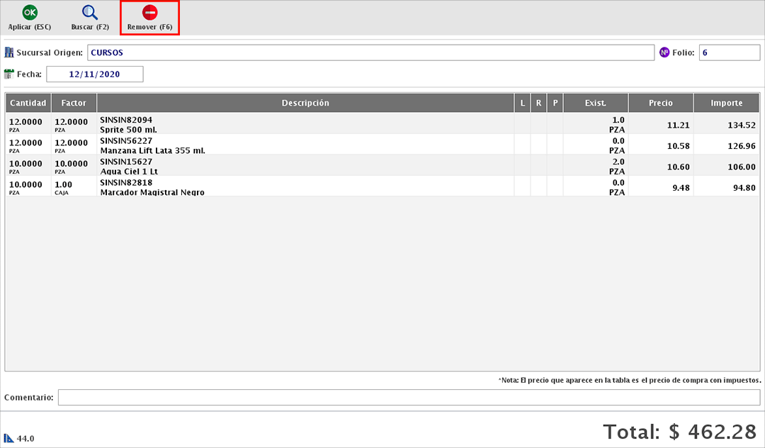 punto de venta-traspasos